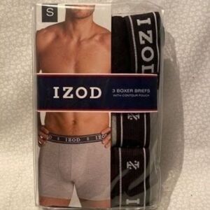 IZOD Mens 3 Boxer Briefs Small 2 Black, 1 Gray